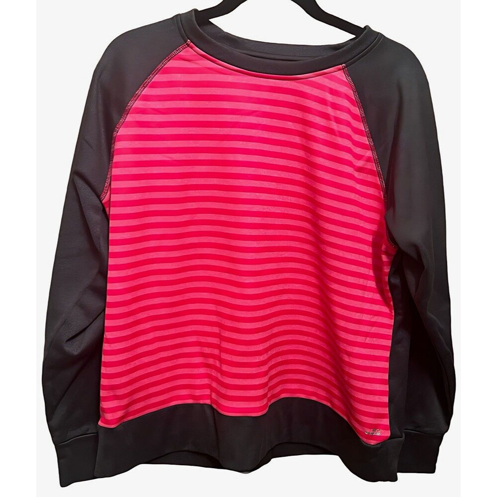 Womens XL Pink & Gray Raglan Long Sleeve Crew Neck Pullover Sweatshirt BCG